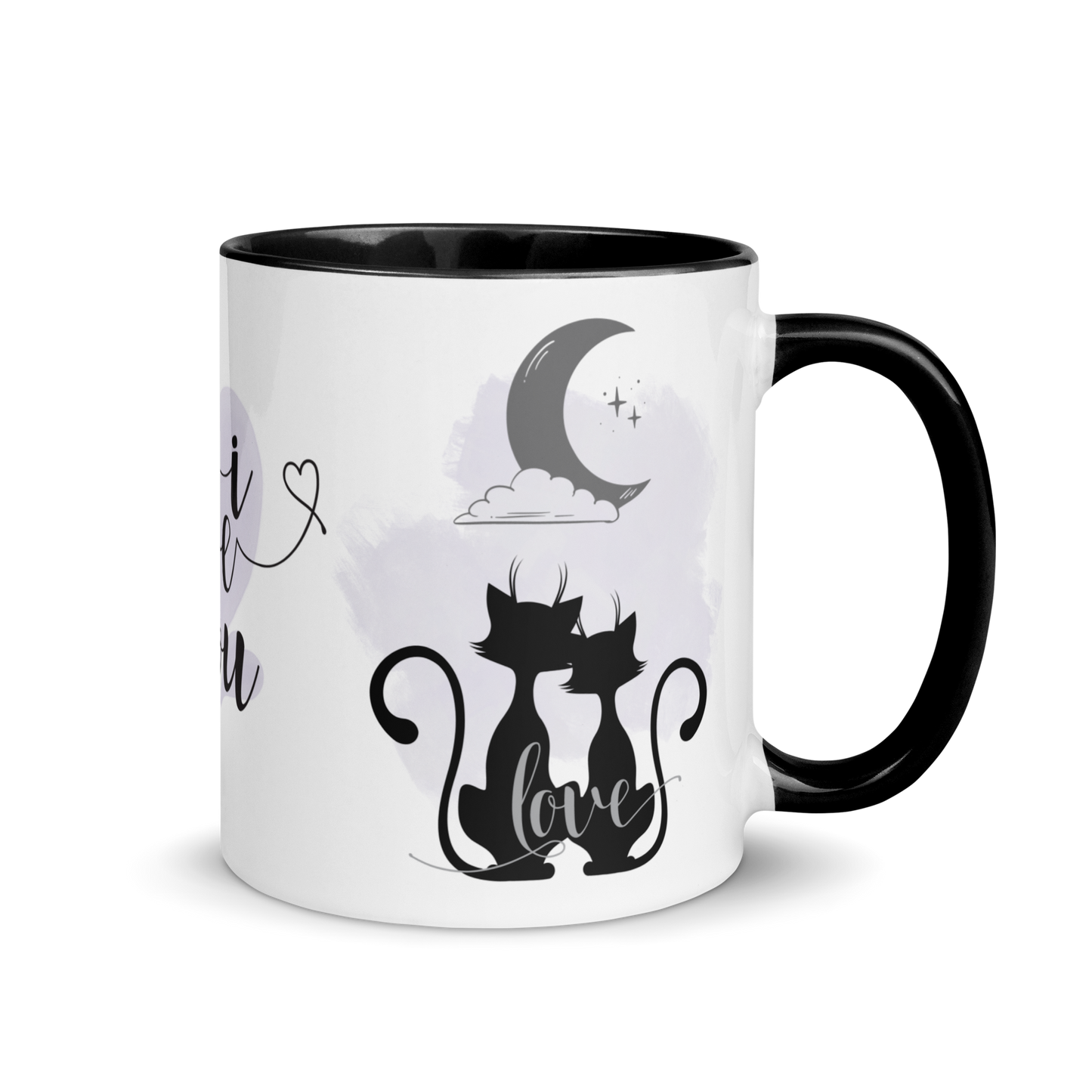 Accent Coffee Mug 11oz | I Love You | Black Cats Love Themed