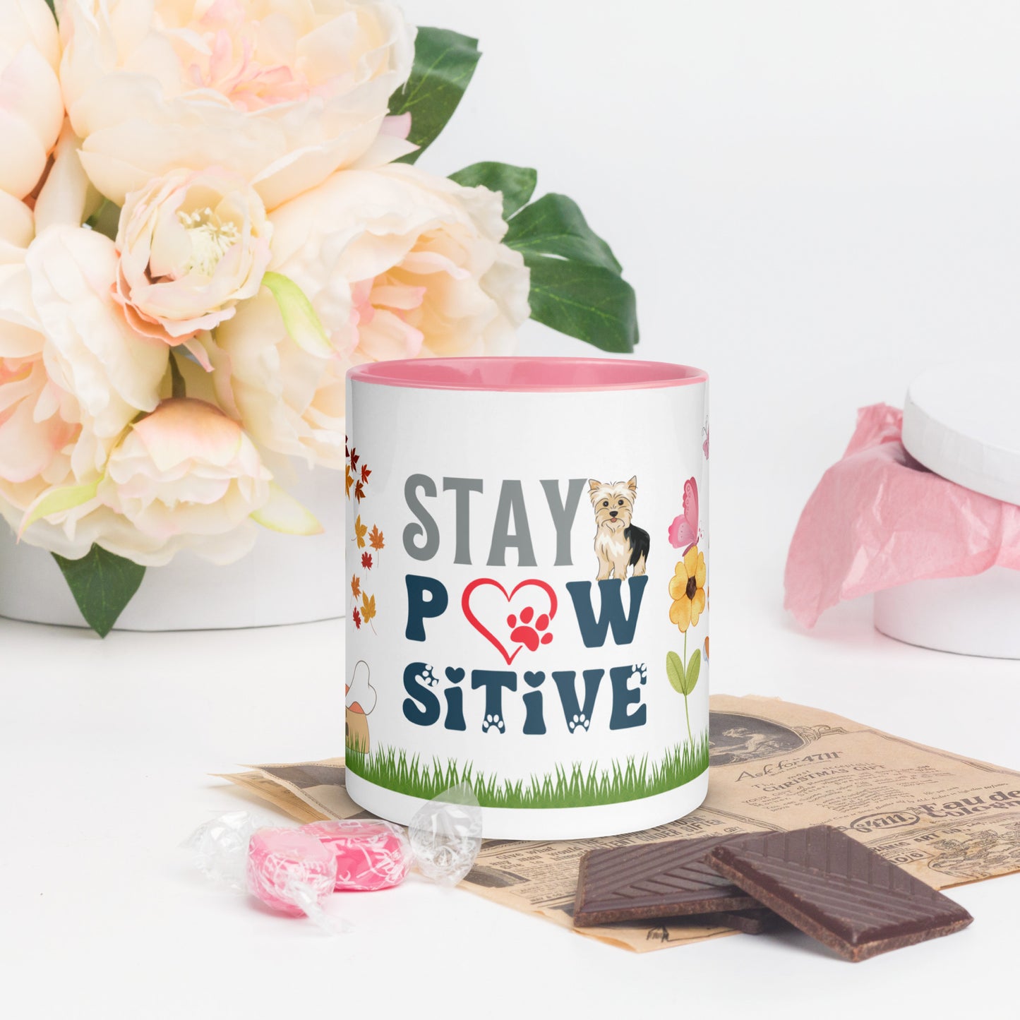 Accent Coffee Mug 11oz | Stay Pawsitive | Cat Dog Themed