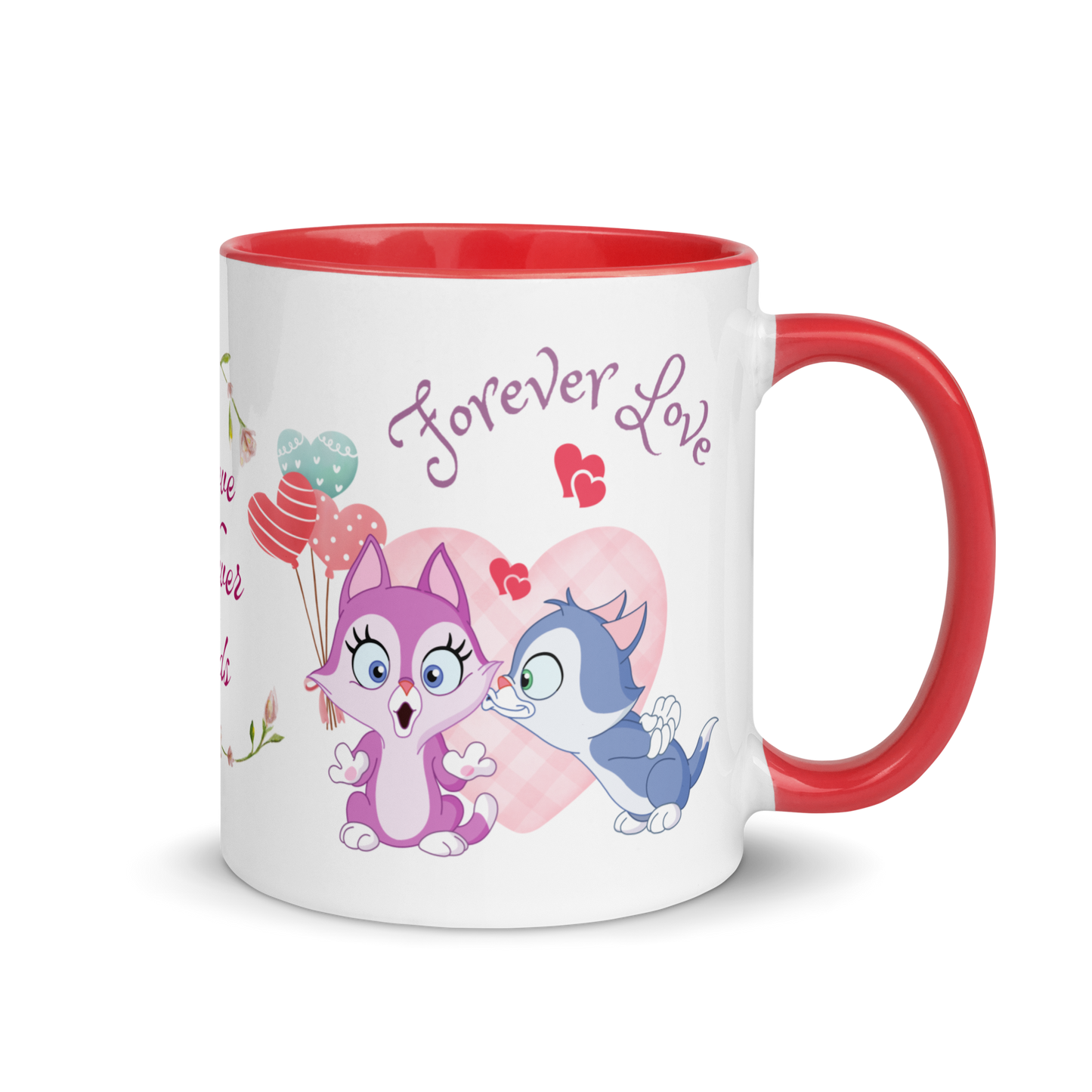 Accent Coffee Mug 11oz | Love Never Ends | Cute Cat Couple Love Themed