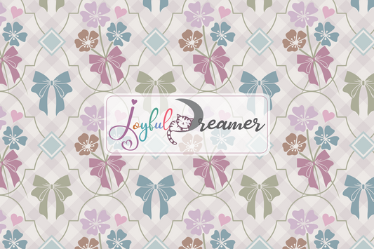 Wallpaper :: Preppy Floral with Bows and Diamond Shaped Plaids Background