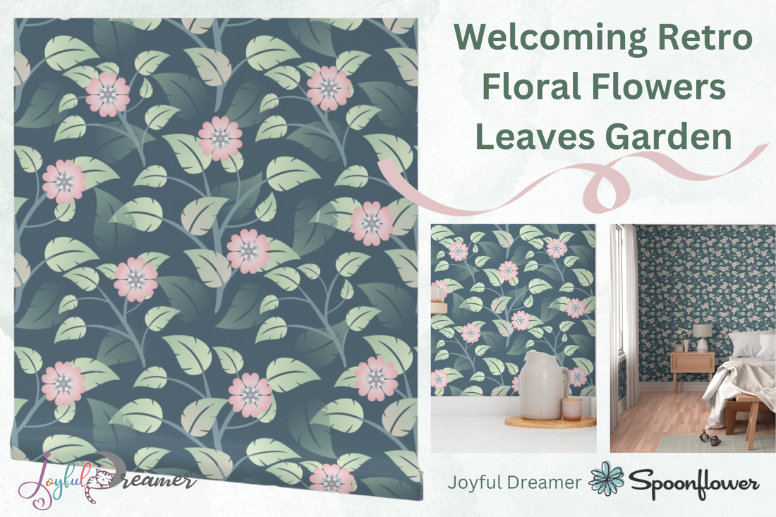 Welcoming Walls - Welcoming Retro Floral Flowers Leaves Garden