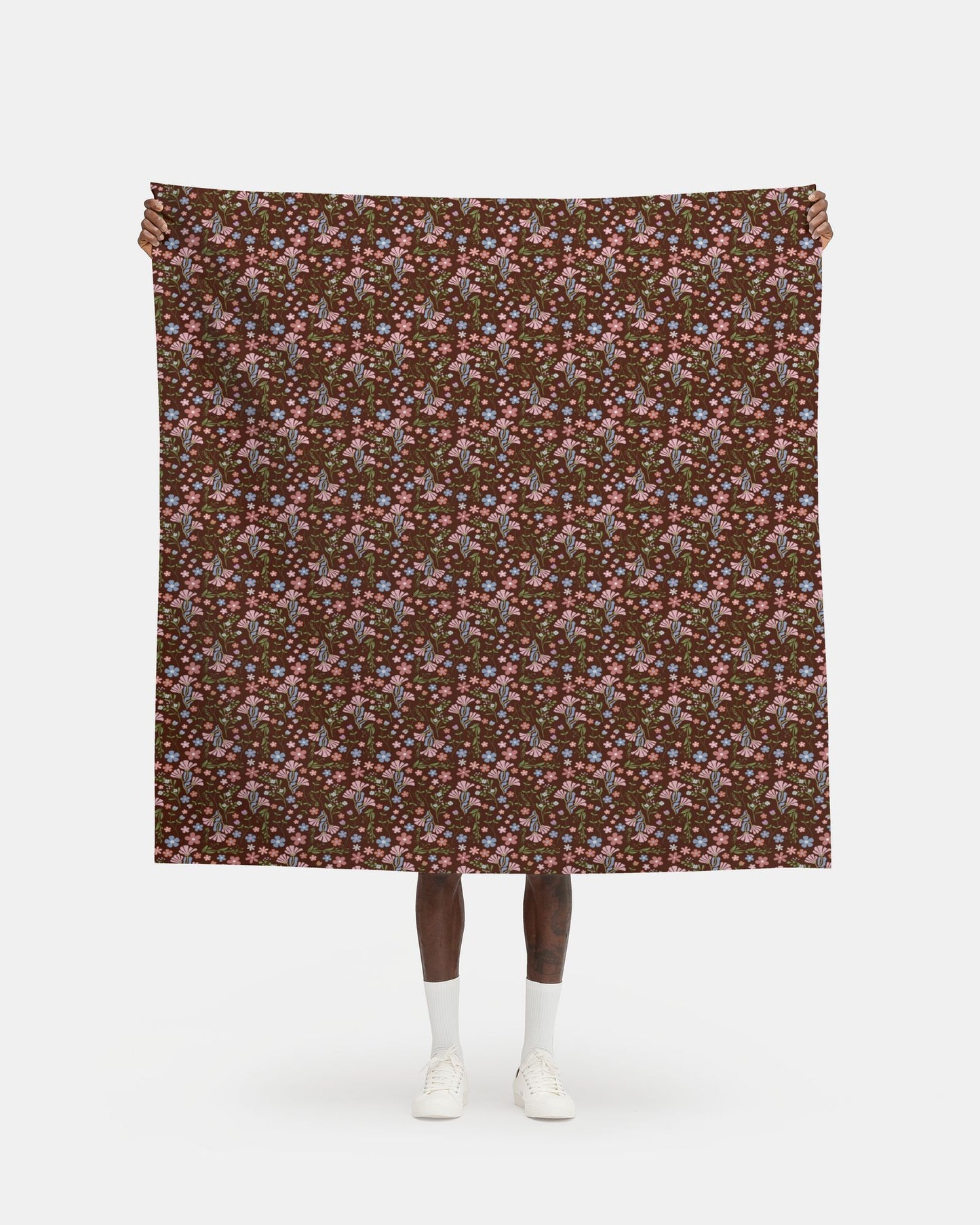 Fabric | Spring Garden with Chocolate Brown Background