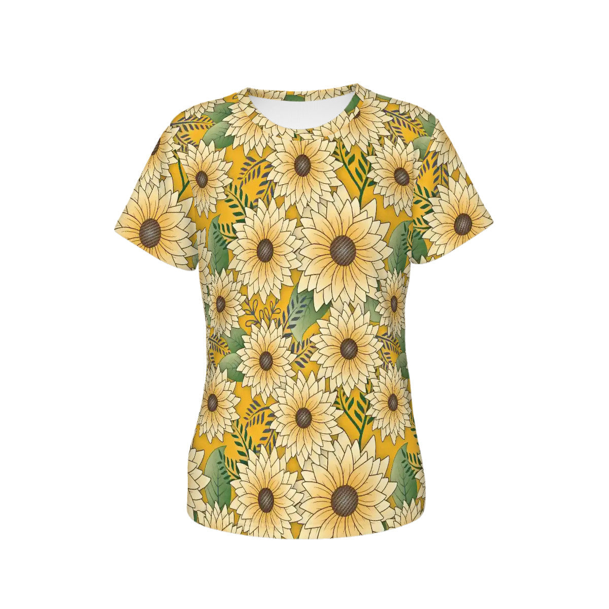 Women's Short Sleeves T-Shirt | Sunny Sunflower Floral Design