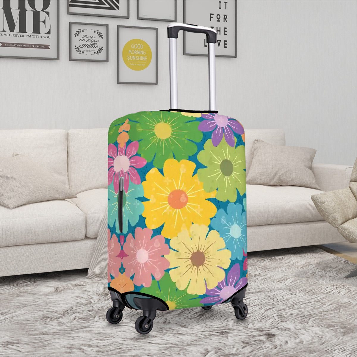 Thickened Luggage Cover | Vibrant Daisy Floral Block Prints