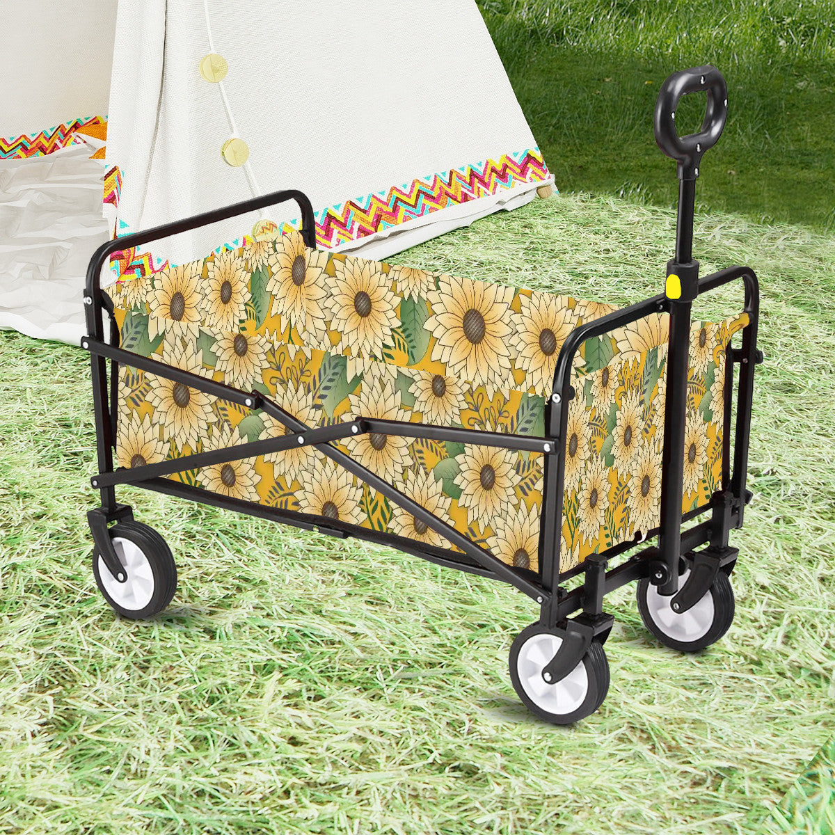 Wagons Carts Foldable (Made in USA) | Bold Yellow Sunflower Garden