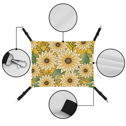 Pet Hammock | Bold Floral Design Yellow Sunny Sunflower Garden