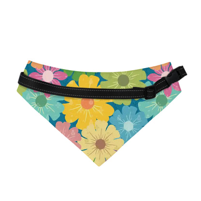 Dog Bandanas Double Sided with Buckle | Vibrant Daisy Floral Block Prints