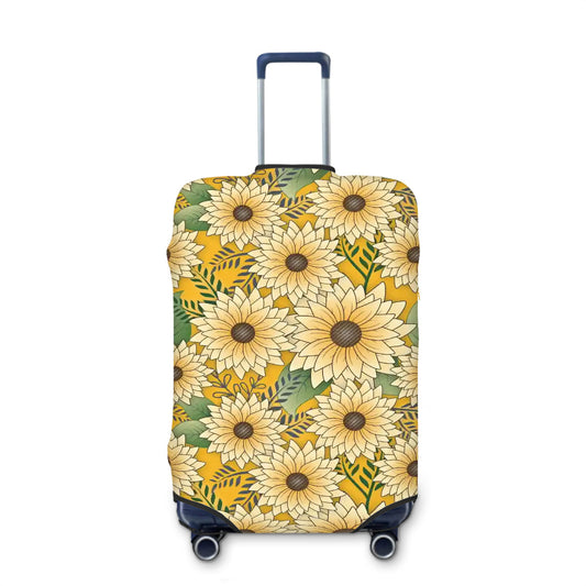 Thickened Luggage Cover | Bold Floral Design Yellow Sunny Sunflower Garden