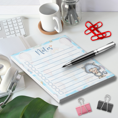 Notepad (Small) | Blue Cat Hot Air Balloon Notes