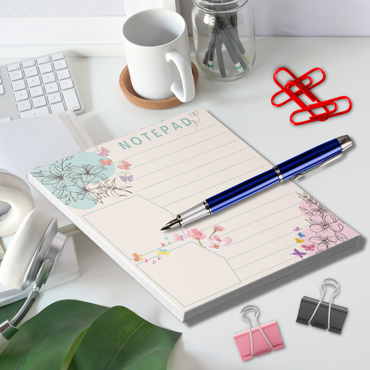 Notepad (Small) | Flower Butterfly with Pink Green Theme Dotted Line