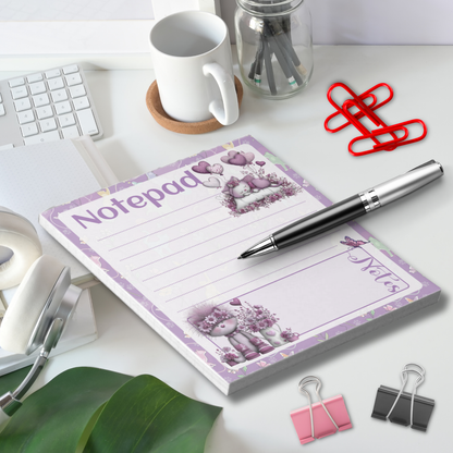 Notepad (Small) | Purple Cats Love Balloon Notes