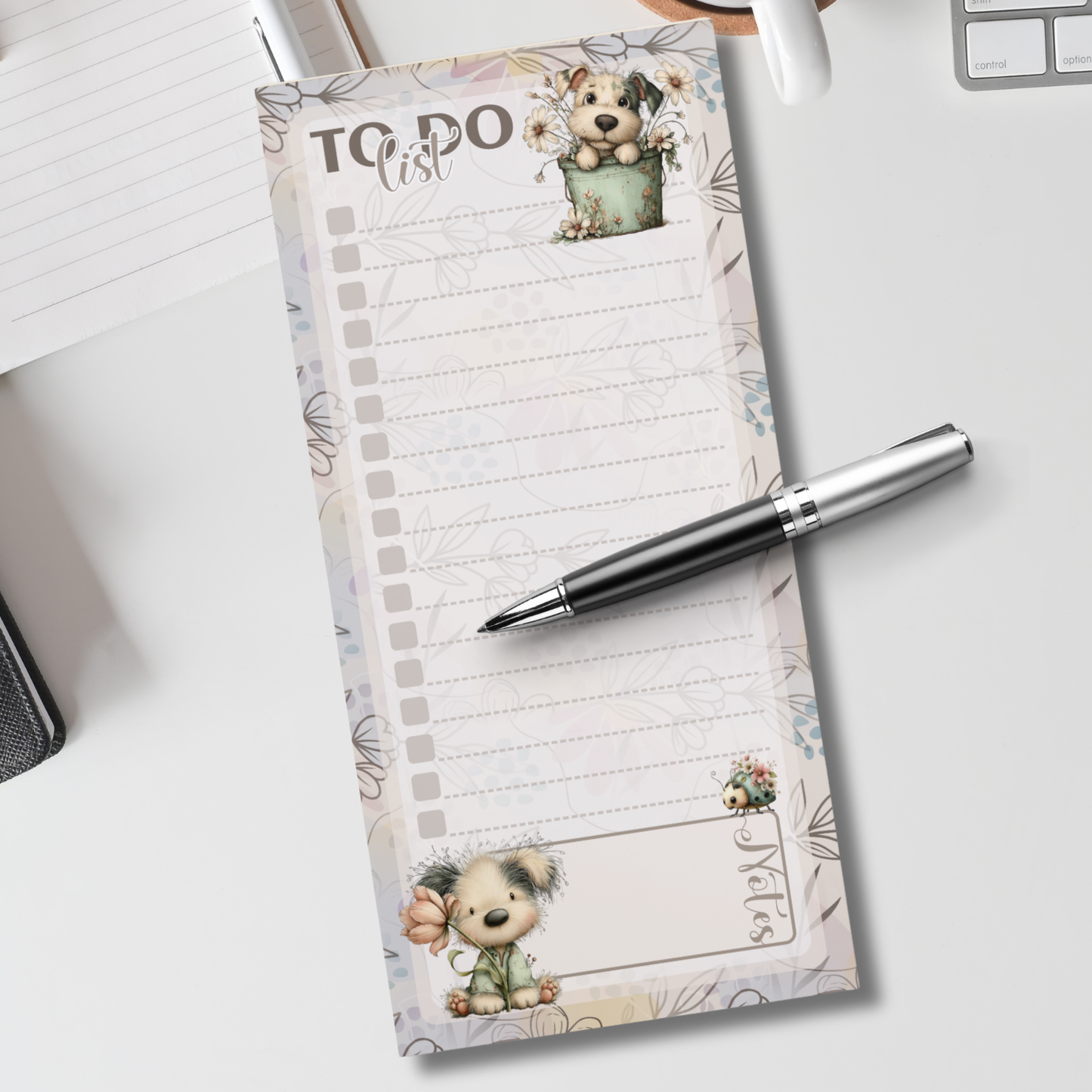 Magnetic Notepad | Wild Flower Whimsical Dog Themed 2