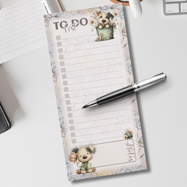 Magnetic Notepad | Wild Blossom Whimsical Dog Themed 2 To Do List
