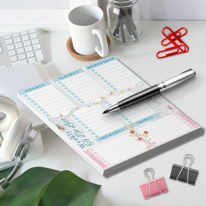 Notepad (Small) | Weekly To Do List with Flower Butterfly Themed