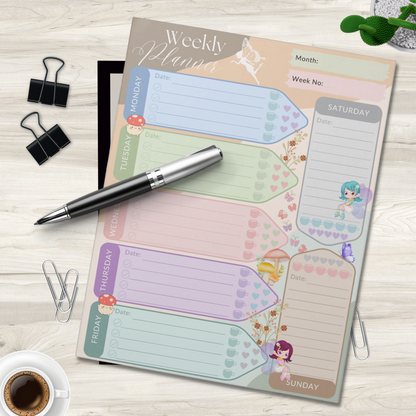 Notepad (Large) | Weekly Planner Fantasy Fairy Butterfly Multicolored