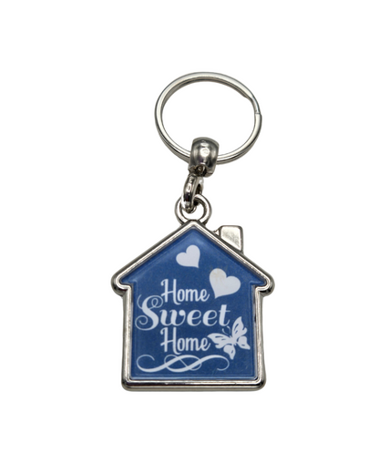 House-Shaped Keychain - Home Sweet Home Designs, Double-Sided Heavy Metal Keyring 360° Rotation, Gift for Home Lovers