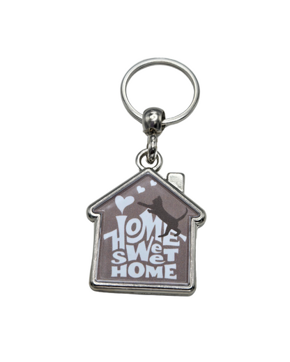 House-Shaped Keychain - Home Sweet Home Designs, Double-Sided Heavy Metal Keyring 360° Rotation, Gift for Home Lovers