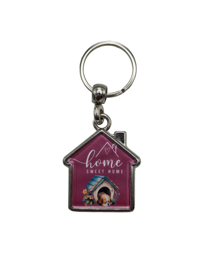 House-Shaped Keychain - Home Sweet Home Designs, Double-Sided Heavy Metal Keyring 360° Rotation, Gift for Home Lovers