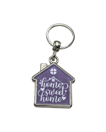 House-Shaped Keychain - Home Sweet Home Designs, Double-Sided Heavy Metal Keyring 360° Rotation, Gift for Home Lovers