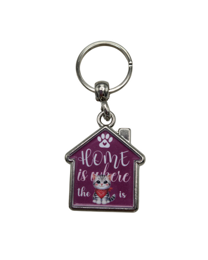 House-Shaped Keychain - Home Sweet Home Designs, Double-Sided Heavy Metal Keyring 360° Rotation, Gift for Home Lovers