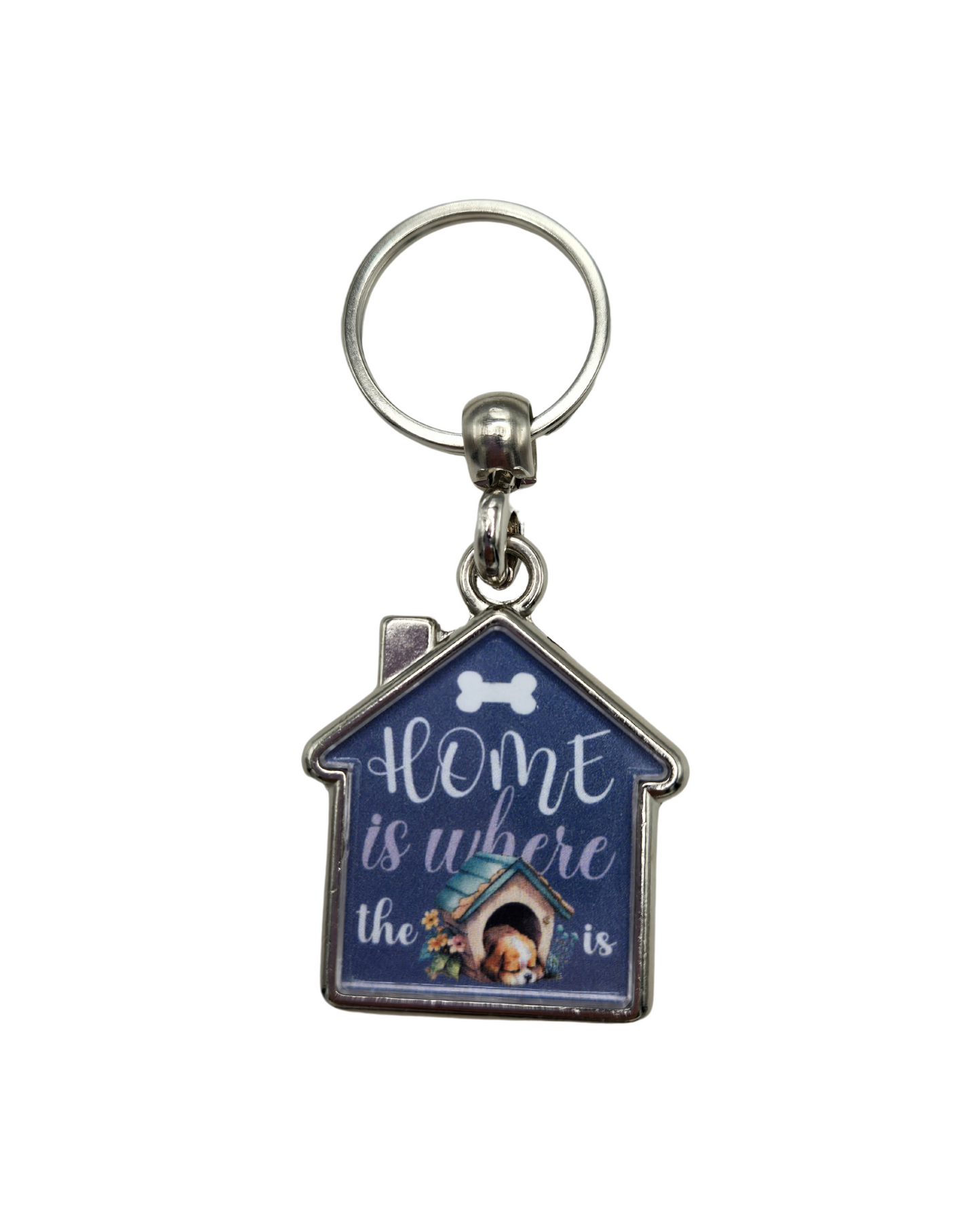 House-Shaped Keychain - Home Sweet Home Designs, Double-Sided Heavy Metal Keyring 360° Rotation, Gift for Home Lovers