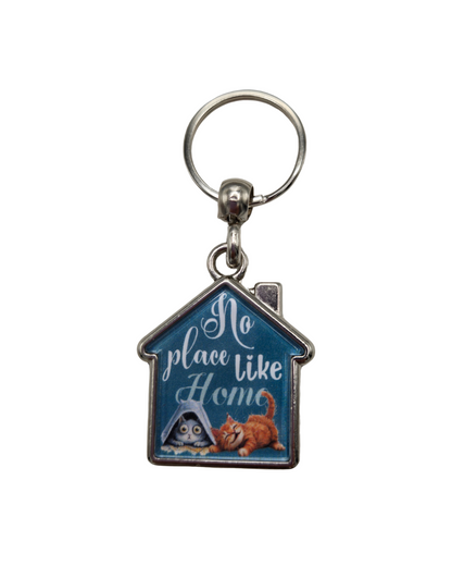 House-Shaped Keychain - Home Sweet Home Designs, Double-Sided Heavy Metal Keyring 360° Rotation, Gift for Home Lovers