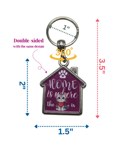 House-Shaped Keychain - Home Sweet Home Designs, Double-Sided Heavy Metal Keyring 360° Rotation, Gift for Home Lovers