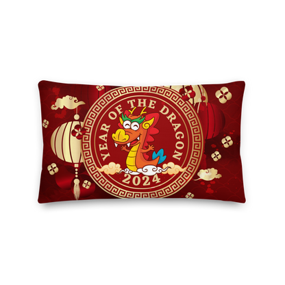 Premium Pillow | 18″×18″, 20″×12″, 22″×22″ | Year of the Dragon 2024 | Chinese Zodiac Sign Cartoon Design