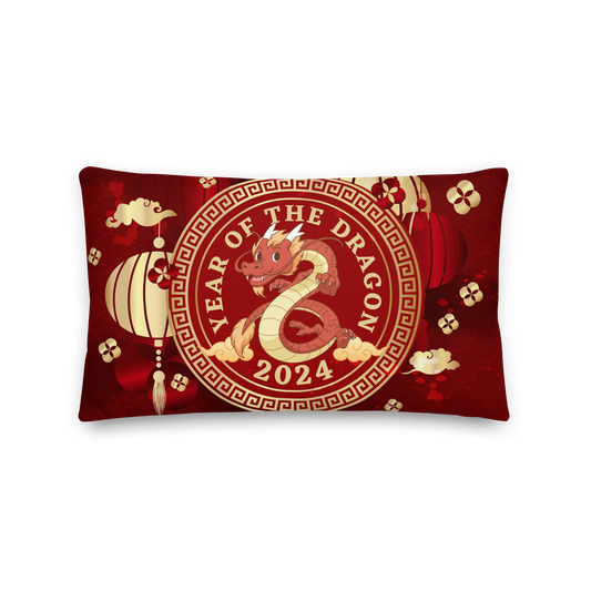 Premium Pillow | 18″×18″, 20″×12″, 22″×22″ | Year of the Dragon 2024 | Chinese Zodiac Sign Cartoon Design