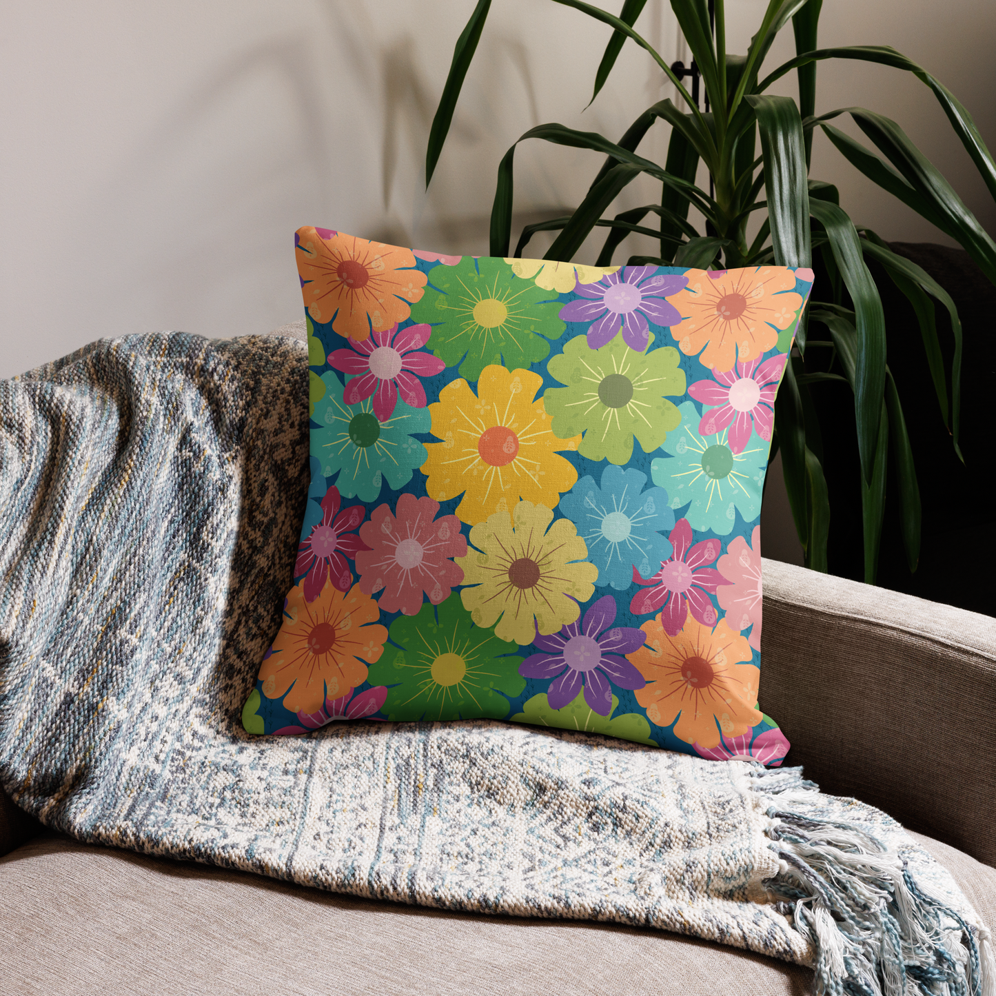 Premium Pillow Case | Vibrant Daisy Floral
