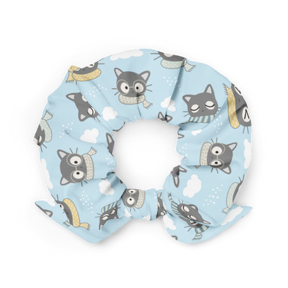 Scrunchie | Gray Cat with Scarf in the Cloud