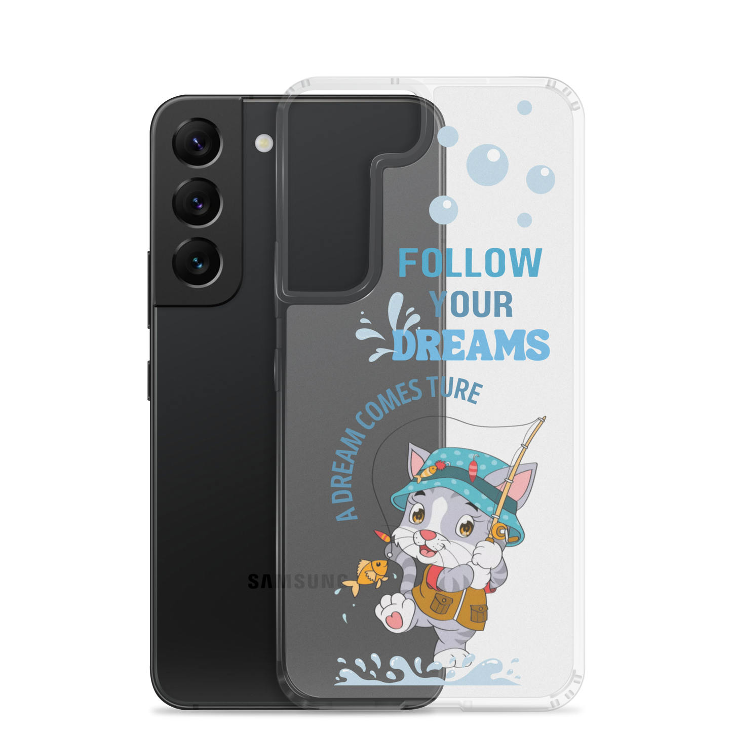 Clear Case for Samsung Galaxy S22, S23, S24 Plus, Ultra | Dream Cat