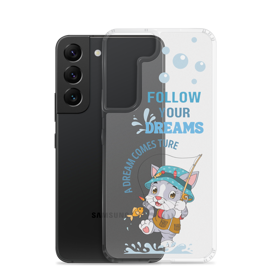Clear Case for Samsung Galaxy S22, S23, S24 Plus, Ultra | Dream Cat
