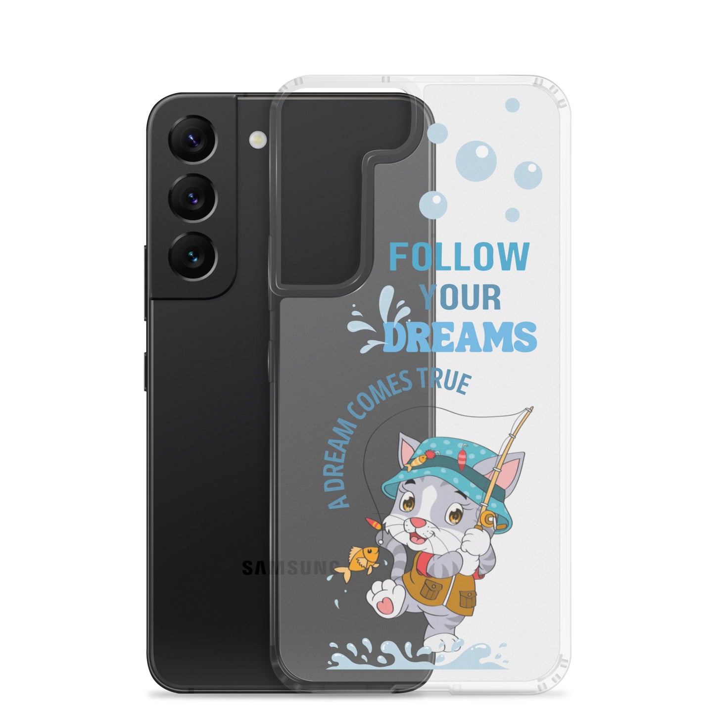 Clear Case for Samsung Galaxy S22, S23, S24 Plus, Ultra | Dream Cat