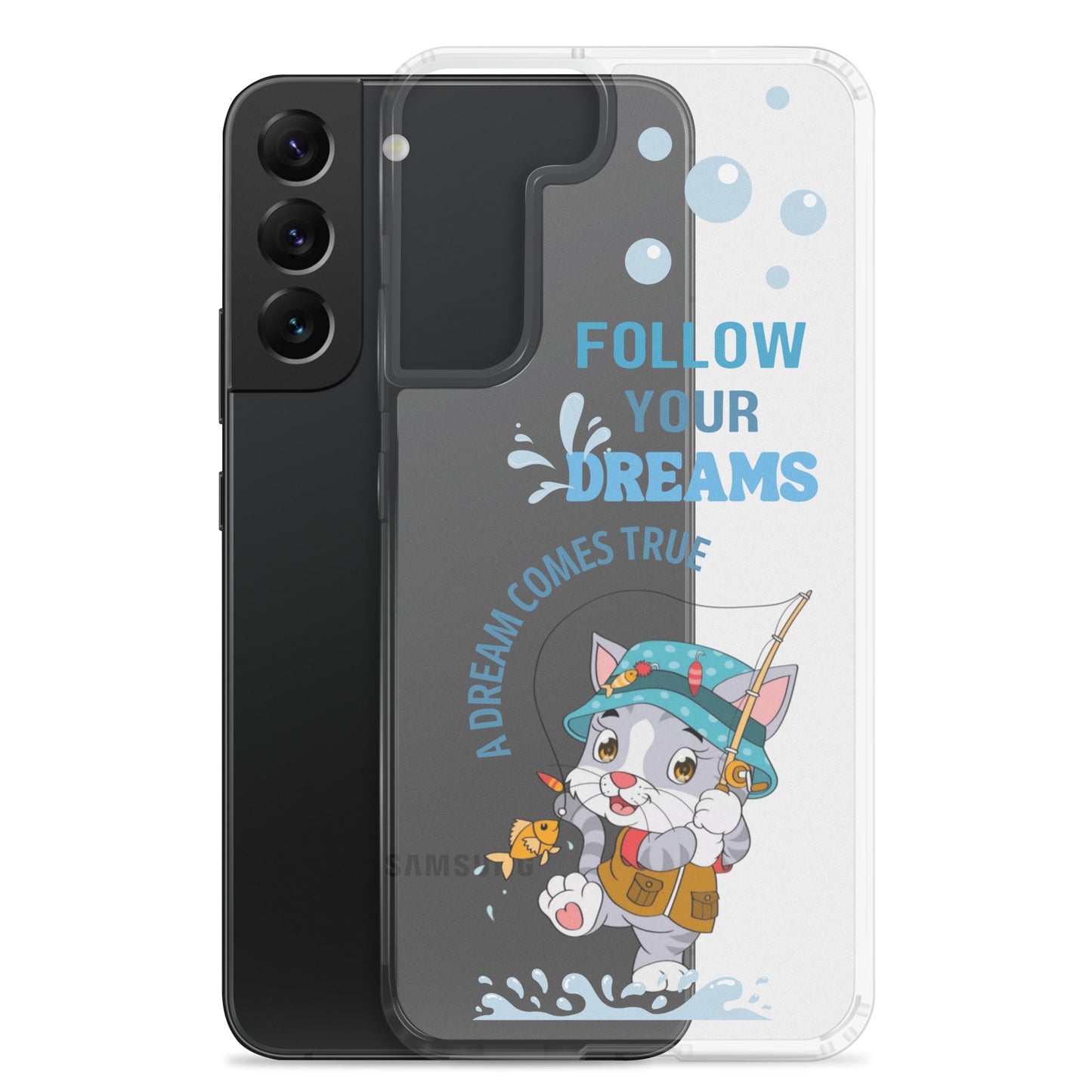 Clear Case for Samsung Galaxy S22, S23, S24 Plus, Ultra | Dream Cat