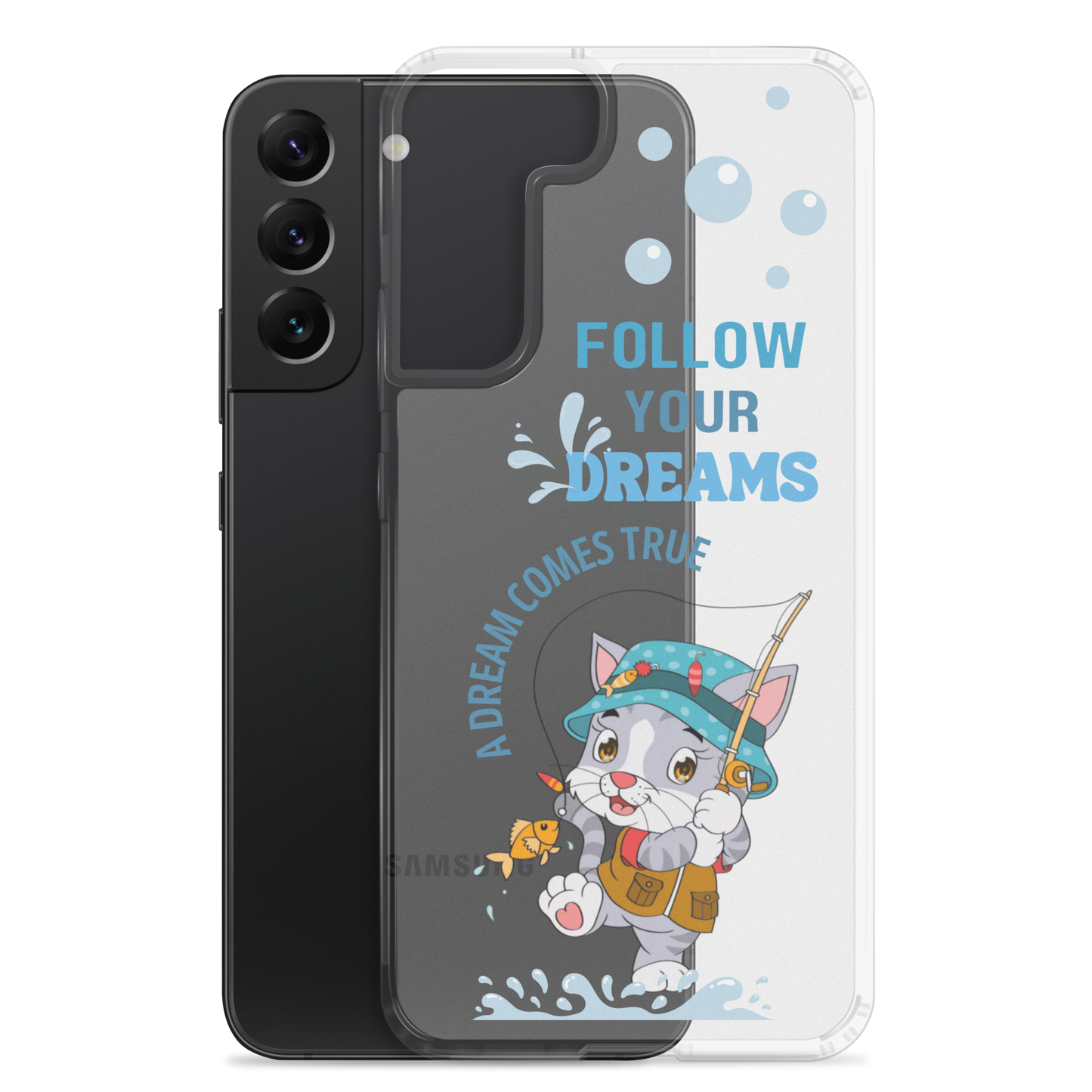 Clear Case for Samsung Galaxy S22, S23, S24 Plus, Ultra | Dream Cat