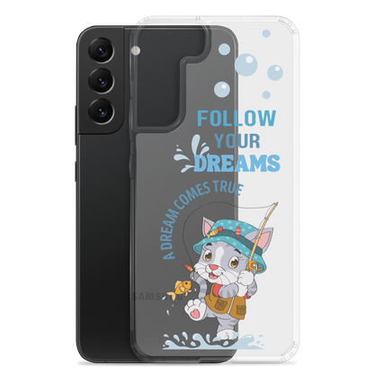 Clear Case for Samsung Galaxy S22, S23, S24 Plus, Ultra | Dream Cat