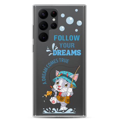 Clear Case for Samsung Galaxy S22, S23, S24 Plus, Ultra | Dream Cat