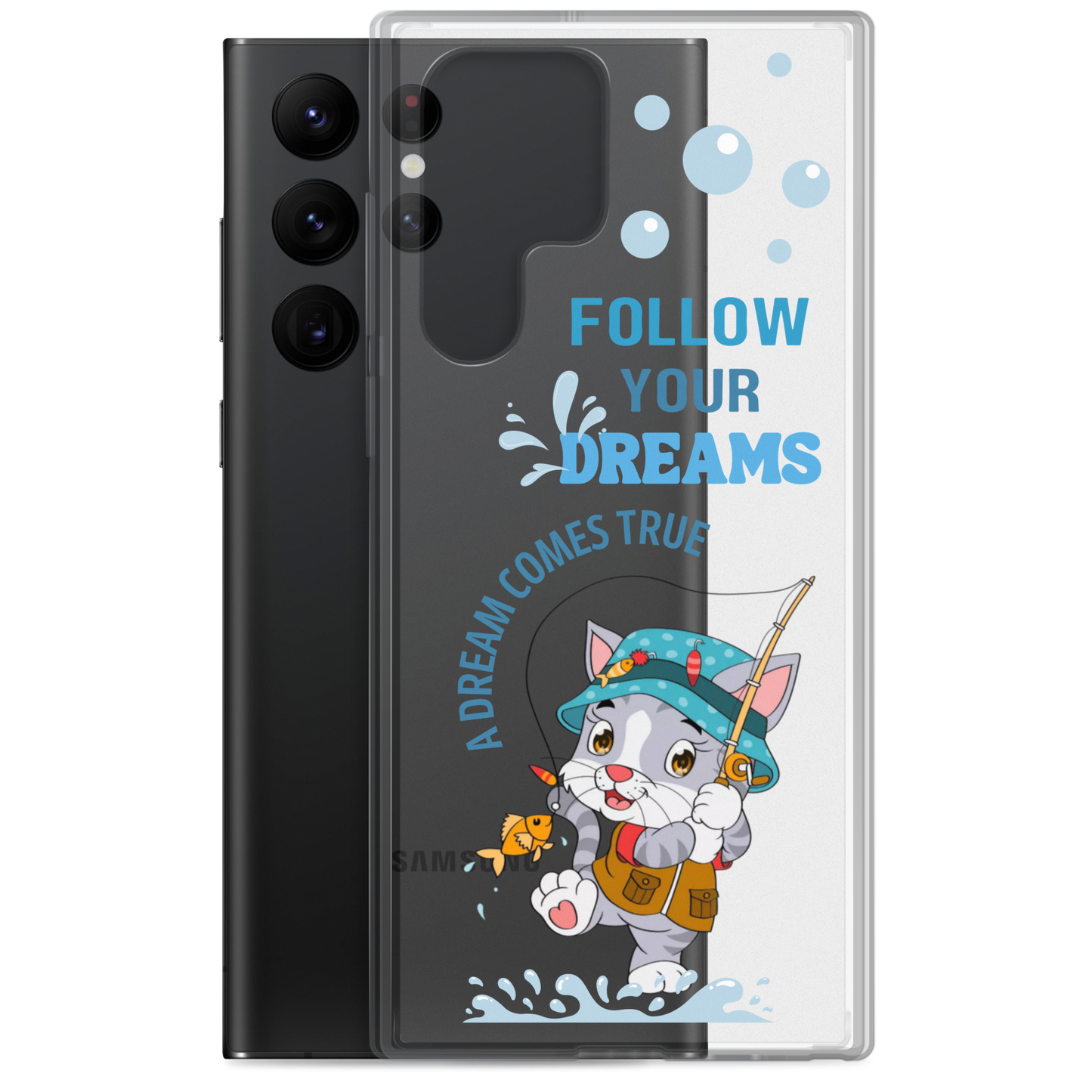 Clear Case for Samsung Galaxy S22, S23, S24 Plus, Ultra | Dream Cat