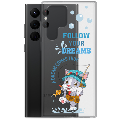 Clear Case for Samsung Galaxy S22, S23, S24 Plus, Ultra | Dream Cat