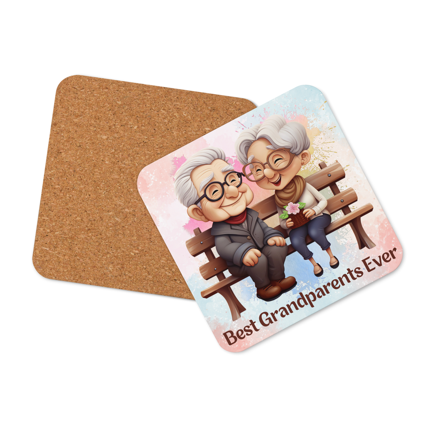 Cork-back coaster | Best Grandparents Ever Sitting on the Bench