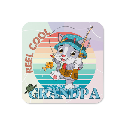 Cork-back coaster | Reel Cool Grandpa Best Grandpa Ever Cat Themed