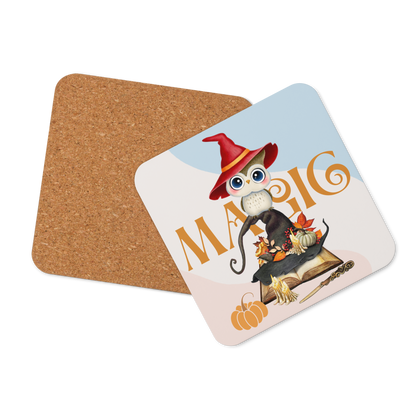 Cork-back coaster | The Magic Witch Owl Fall Themed