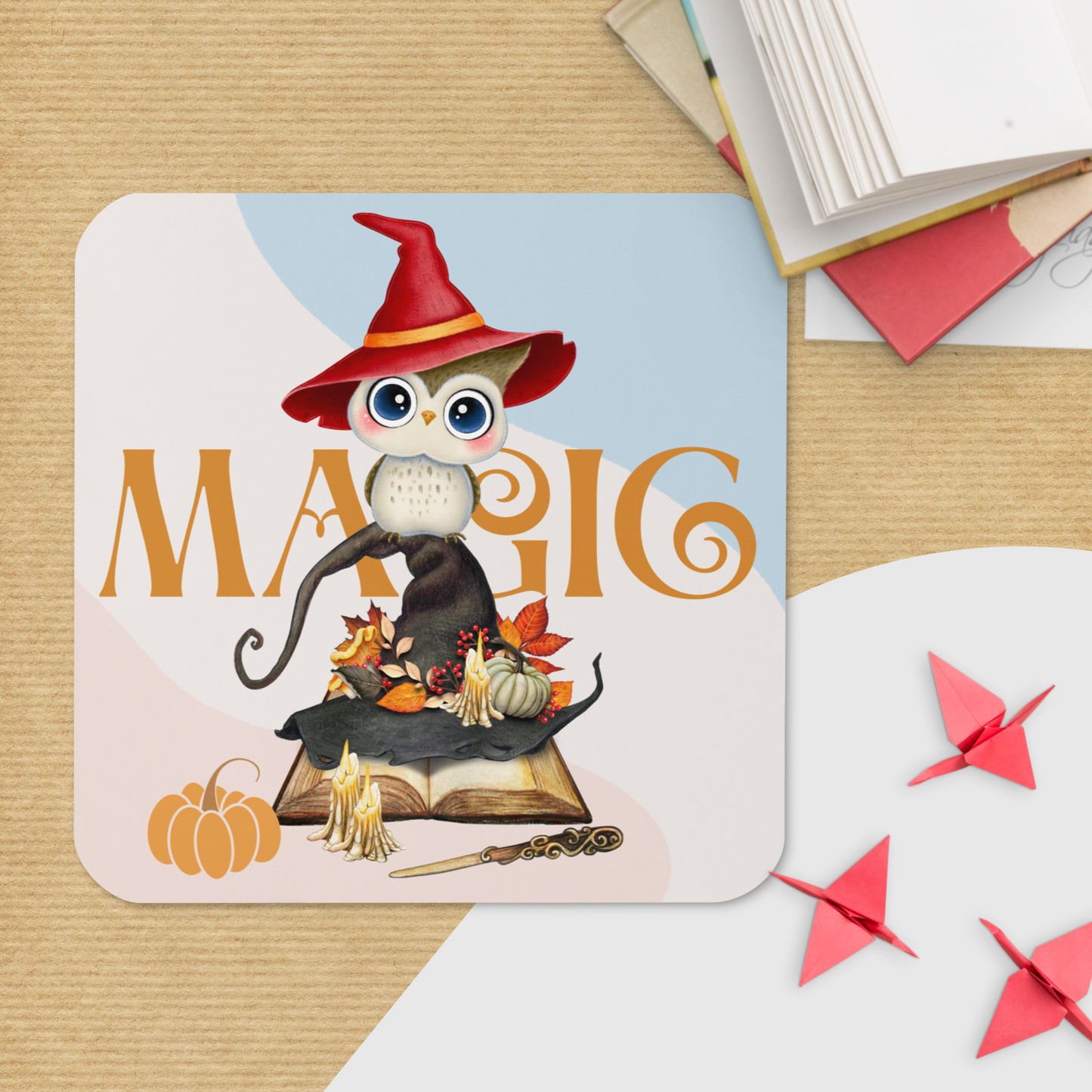 Cork-back coaster | The Magic Witch Owl Fall Themed