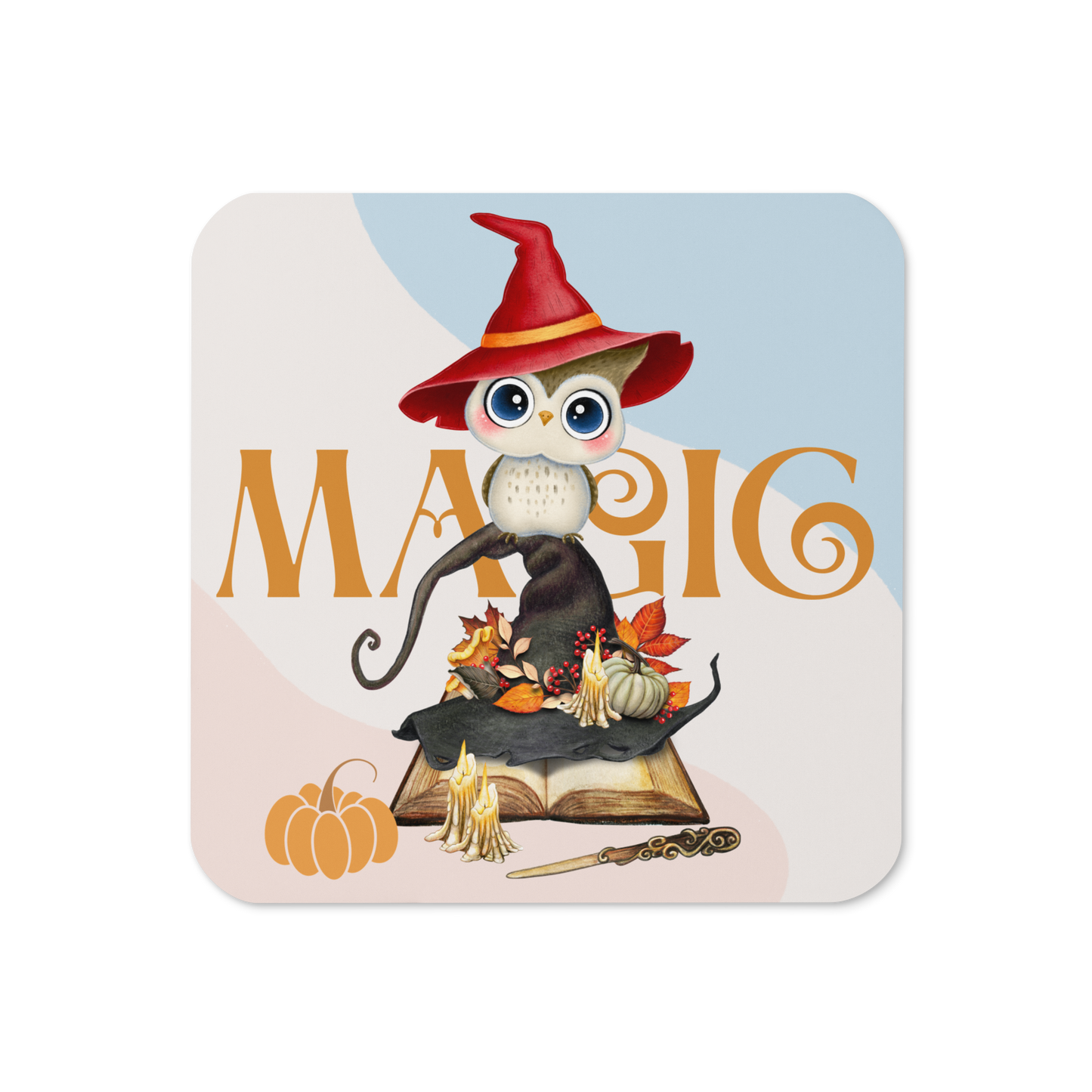 Cork-back coaster | The Magic Witch Owl Fall Themed