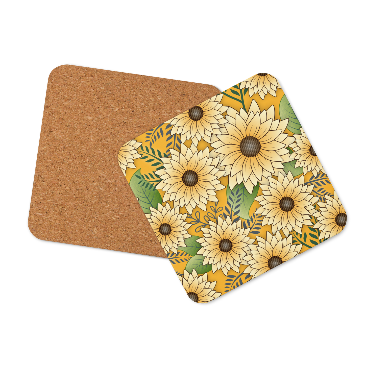 Cork-back coaster | Bold Sunflower Garden