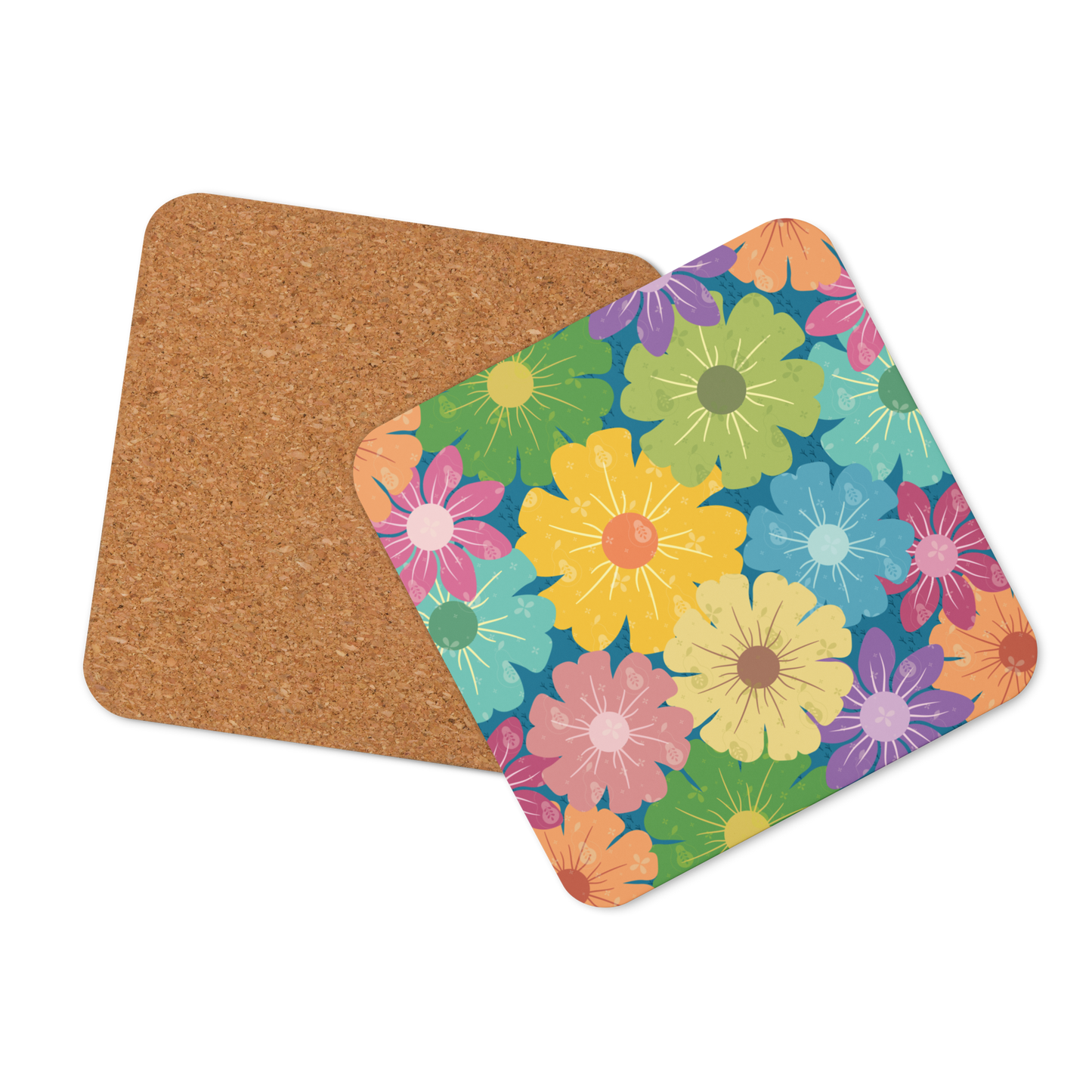 Cork-back coaster | Vibrant Daisy Floral