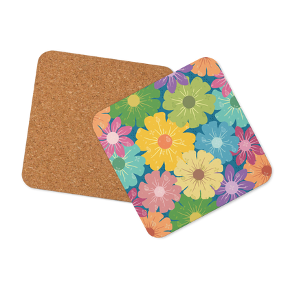 Cork-back coaster | Vibrant Daisy Floral