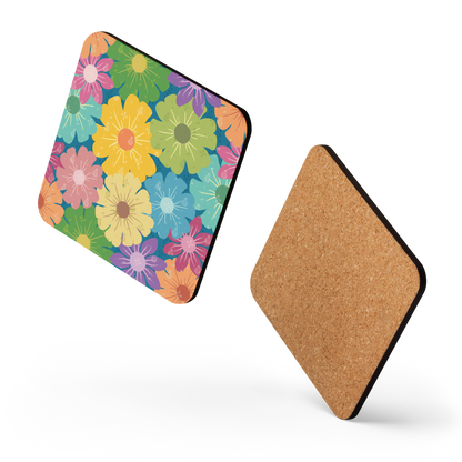 Cork-back coaster | Vibrant Daisy Floral