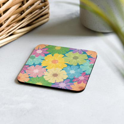 Cork-back coaster | Vibrant Daisy Floral